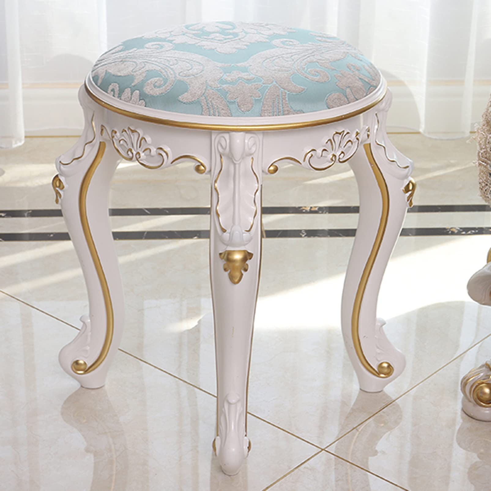 Tabouret de coiffeuse moderne en acier assise rembourrée design minimaliste hauteur 43 cm