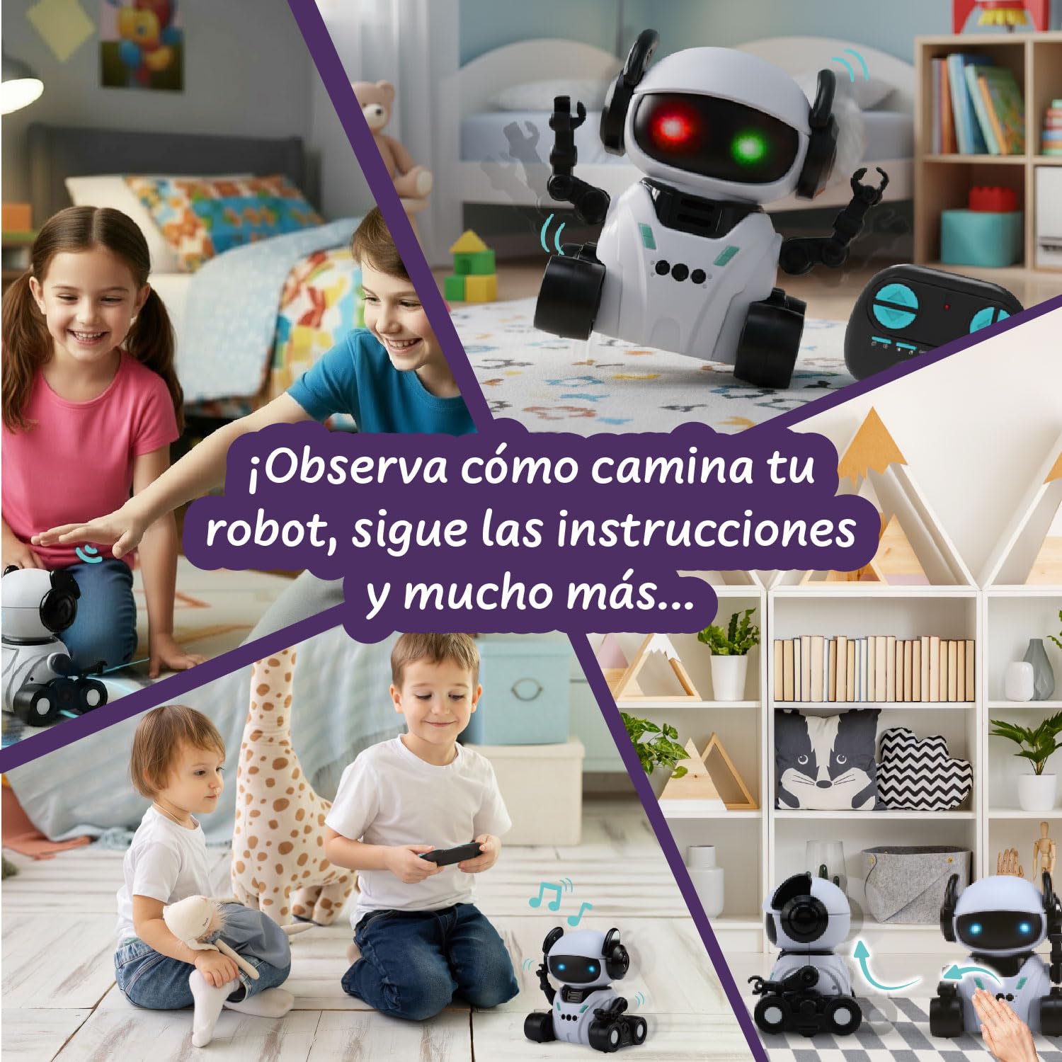 Science4you Robot Inteligente ROMI - Robot con Mando a Distancia para Niños con Ojos LED, Música y Cuatro Modos, Juguetes Interactivos, Regalo Original para Niños y Niñas de 6 7 8 9 10+