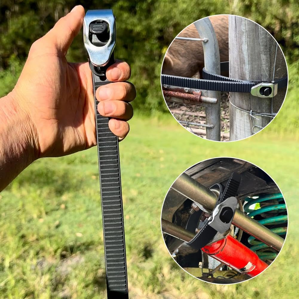 Cinghia con chiusura a presa, cinghie a cricchetto riutilizzabili resistenti con fibbie in metallo regolabili, cinghie di fissaggio super resistenti per fissare carichi, mobili, attrezzature