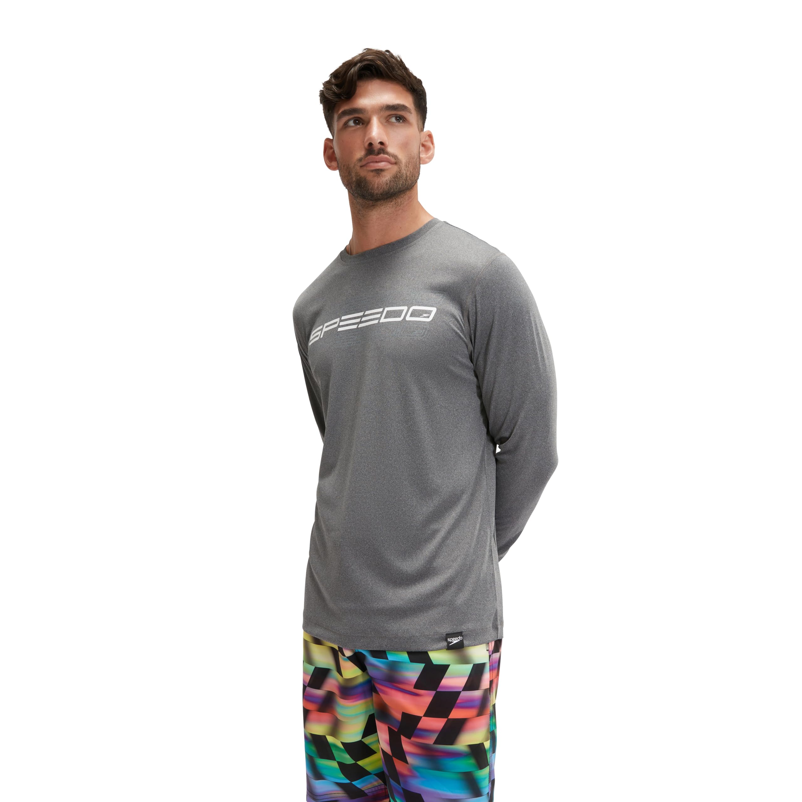 Speedo Maglietta da Nuoto UV A Maniche Lunghe con Grafica Maglietta Rash Guard Uomo (Pacco da 1)