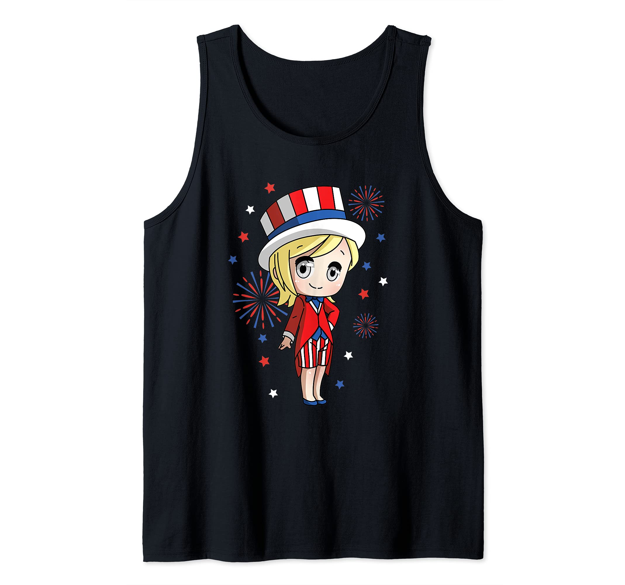 America Happy 4th of July Independence Day Anime Girl Tank Top