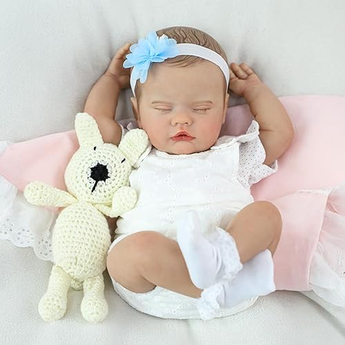 Miniatura 3 de SCOM Muñeca realista Reborn de 20 pulgadas, cuerpo de tela hecha a mano con cuerpo de tela suave y pesada, juego de regalo pintado avanzado para