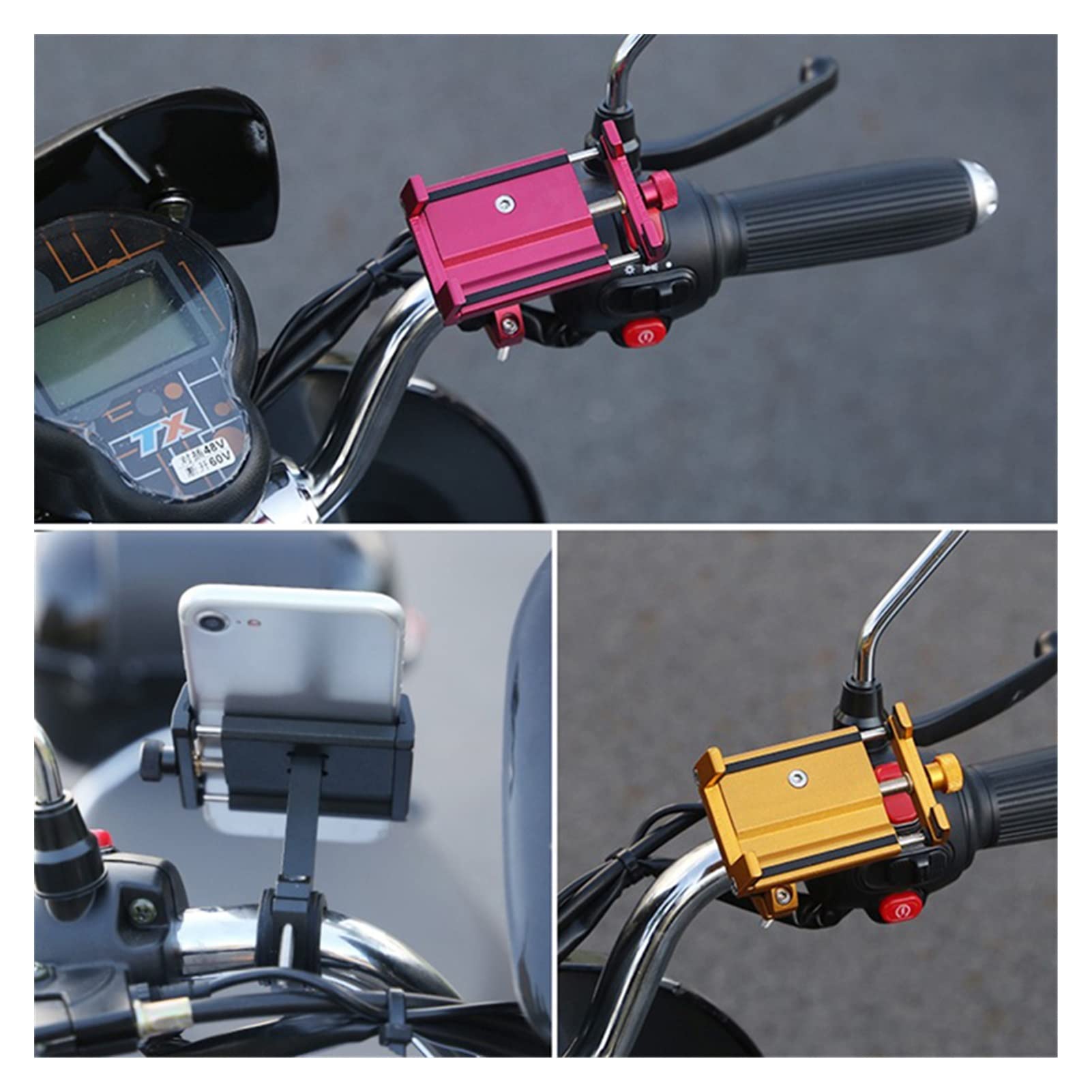Uchwyt na telefon motocyklowy Aluminiowy stojak na telefon motocyklowy do smartfona o szerokości 5–15 cm Podpórka do smartfona Regulowany uchwyt na kierownicę rowerową Uchwyt montażowy