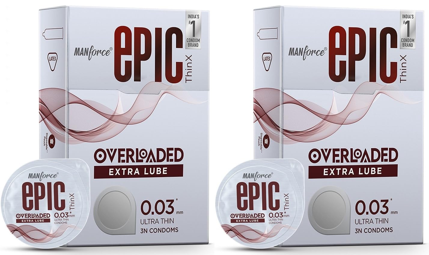 Manforce Epic ThinX Overloaded | Ultra Thin Extra Lube Condoms with Easy Peel Pack | 3 Sheets Each, Pack of 2-picture-36