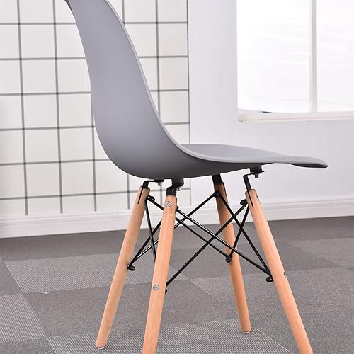 Miniatura 8 de ExAchat Juego de 4 sillas de estilo moderno, silla de concha moderna de mediados de siglo con patas de madera, para comedor, cocina, dormitorio,