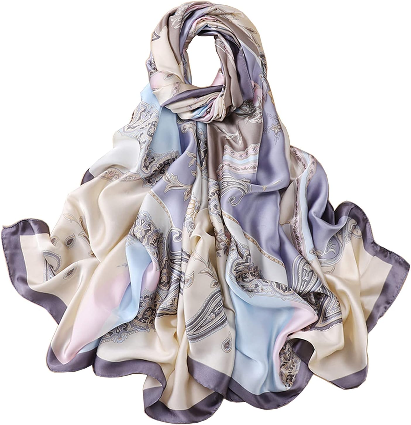 Fashion Scarves Scarf 100% Silk Feeling Scarf Silk Like Scarves Long Lightweight Sunscreen Shawls for Women