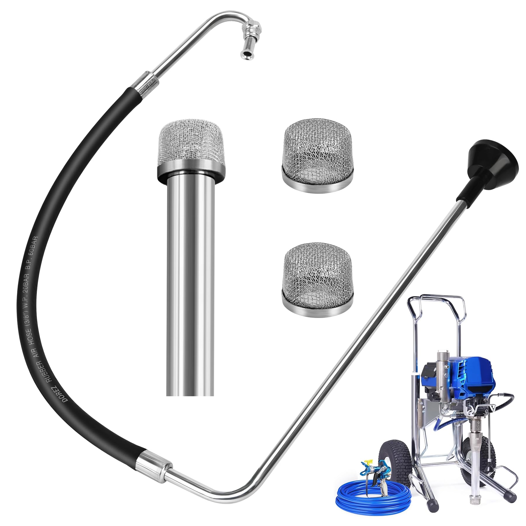 Photo 1 of 2026 New Stainless Steel Suction Hose and Reflux Line Sets,Complimentary 2 Filter,Compatible With Graco 695 795 3900 1095 1595 5900 7900 Airless Spraying Machine,Airless Paint Sprayer Accessories