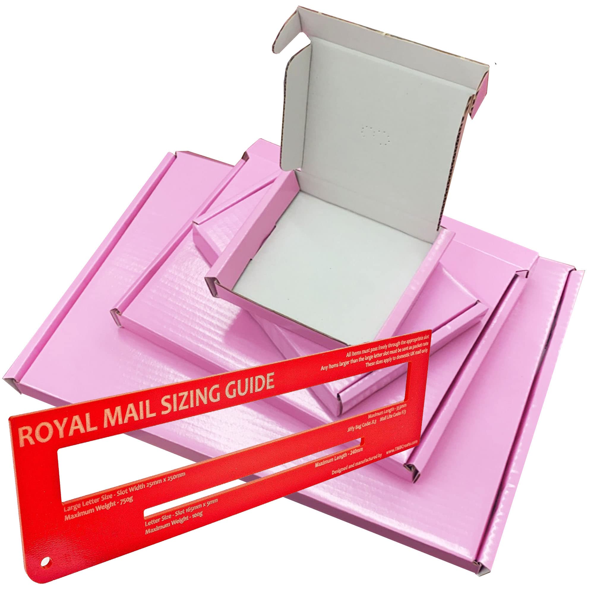 PINK Mini C6 C5 C4 GLOSS Mailing LL Cardboard Shipping Mailing Postage Boxes A6 A5 A4 Size (C4: 12.8" x 8.9" x 0.8" (32.5cm x 22.7cm x 2cm), 200)