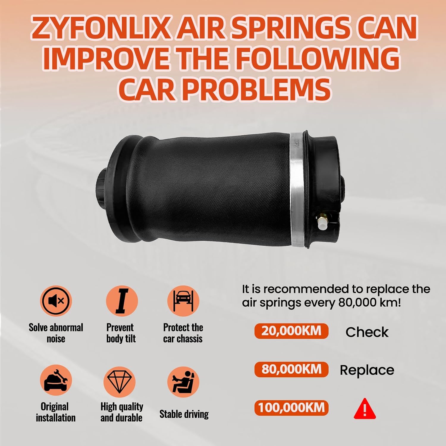 Air Suspension Spring Bag Rear Compatible with Benz GL320 GL550 GLE350 GLE400 GLS450 GLS550 ML250 ML500 Benz GL63 GLE43 GLE63 GLS63 ML63 AMG, 1663200325 1643201025