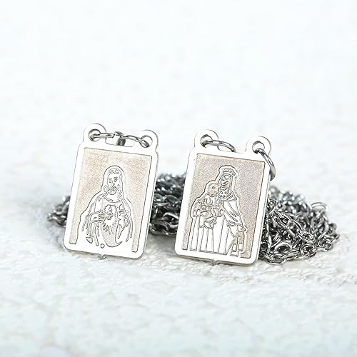 Miniatura 4 de Collar de escapulario de acero inoxidable de Holy Carmel, joyería religiosa católica para mujeres y hombres