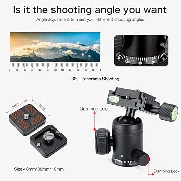 Koolehaoda 20 Mini Tabletop Tripod with 360 Ball Head, Portable - Black | Aluminum Desktop Tripod Stand, Load up to 11lbs, for DSLR Camera Video Camcorder Phone, Compact Lightweight Design