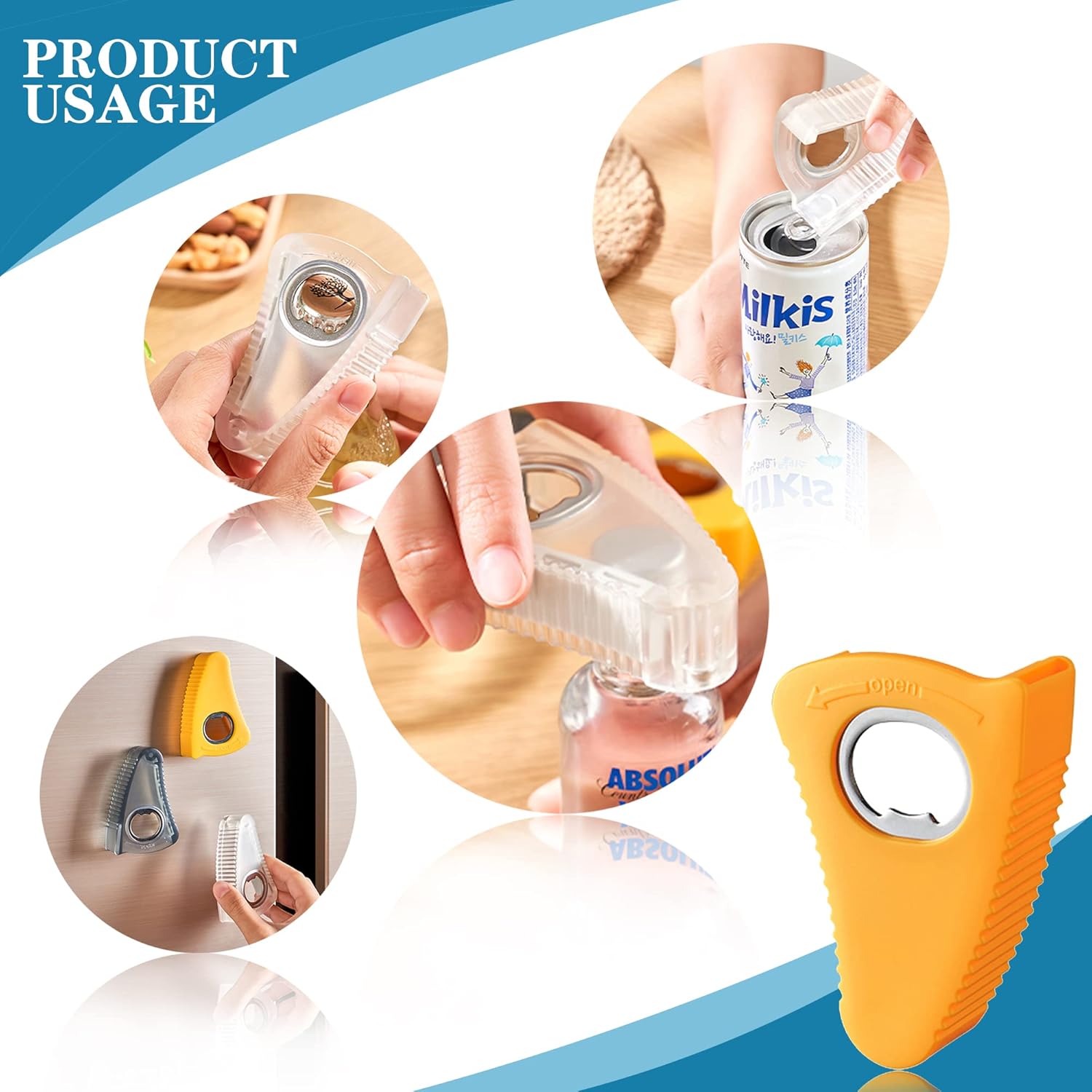 2-Pack Water Bottle Opener Twist Off Caps,Stick to Fridge with Magnetic,Soda Bottle Lid Opener,Beer Bottle Openers,Pull Tab Soup Cans for Weak Hands, Seniors with Arthritis, Elderly (Transparent): Home & Kitchen