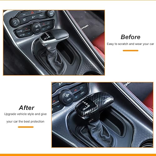 Miniatura 4 de Cubierta de la perilla de la palanca de cambios, protector de manija, accesorios interiores compatibles con Dodge Challenger Charger 2015-2023 y
