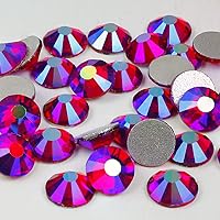 Vista 183 de Genie Crystal ss34 Red Glass Rhinestones 288 Pcs, 7.0 mm Big Light Siam Flatback Rhinestone, Diamond Cut Gems for Crafts, Face Mask, Makeup