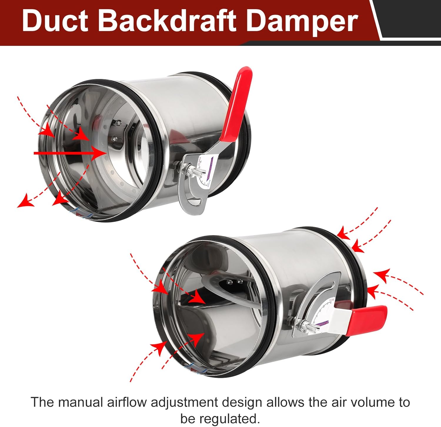 PATIKIL 10 Inch HVAC Duct Manual Volume Backdraft Damper, Adjustable Airflow Ducting Branch Vent Damper Air Control Valve with Silicone Seal for HVAC Airflow Ducting Branch Vent Systems