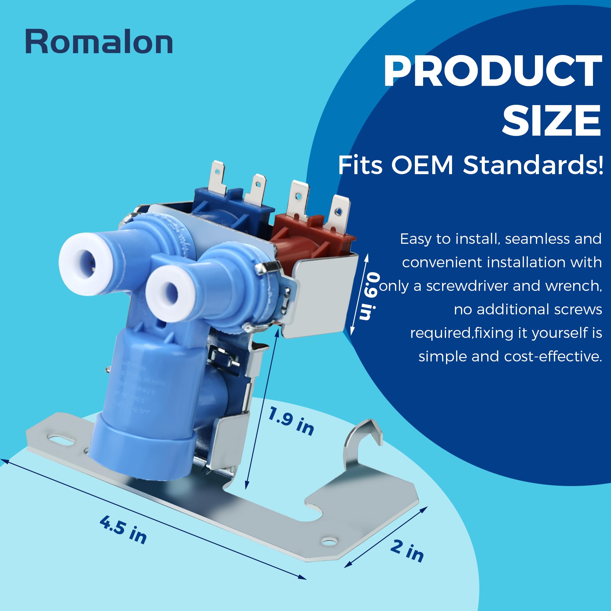 Fetechmate WR57X10032 Dual Solenoid Refrigerator Water Inlet Valve - Compatible With GE Replaces WR57X33326, WR57X10040, WR57X10064