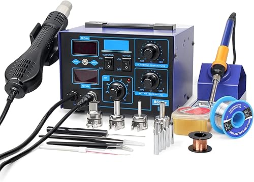 BACOENG Estación de soldadura de aire caliente 2in1 862d+SMD con varios accesorios (versión mejorada de 852 y 862)