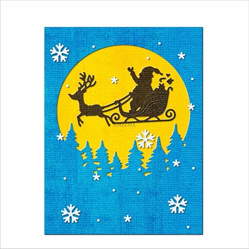 Miniatura 5 de Santa Claus Sleigh Reindeer Metal Cutting Dies for Card Making, Paper Embossing Die-Cuts Kit Storage Pockets Supplies, Scrapbooking Stencils