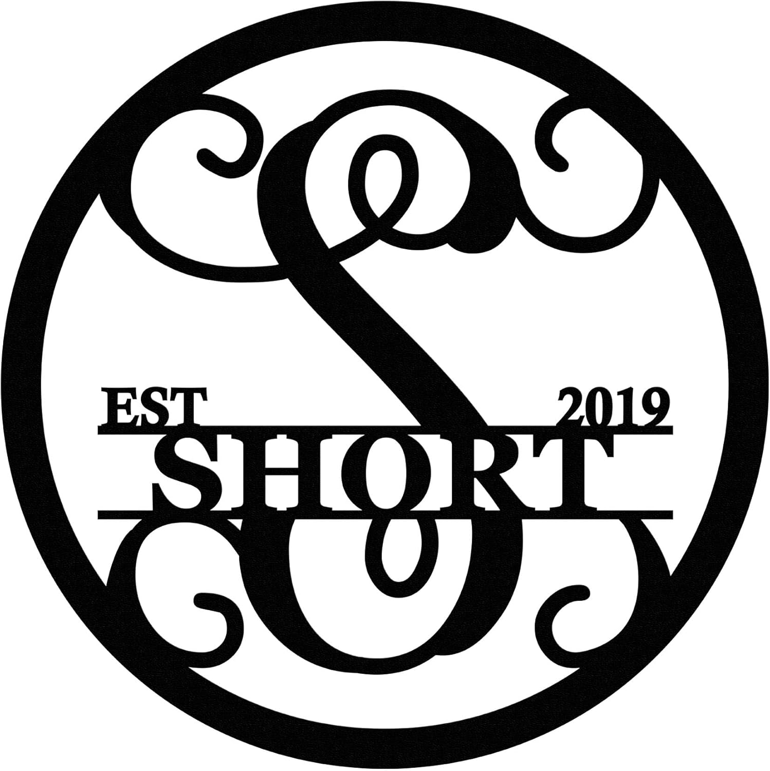 CustomMetalWorx Round Family Monogram with Family Name and Anniversary Year