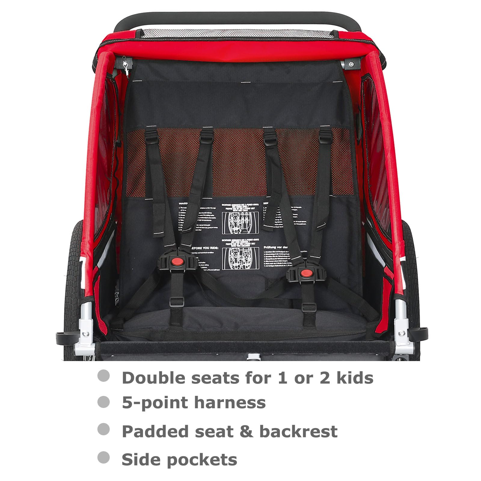 Convertible Jogger Remorque à Vélo 2 en 1, pour enfants - 502-01 Rouge/Noir