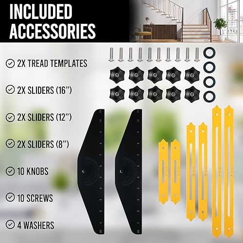 Miniatura 2 de DIRECT FITS Herramienta de plantilla de banda de rodadura de escalera y plantilla de medición para elevador, estante, paneles de yeso, particiones