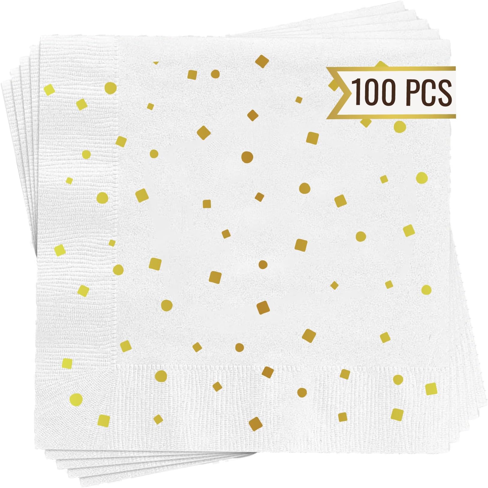 Fancy Rose Gold Cocktail Napkins 100 PCS 5x5 In Gold