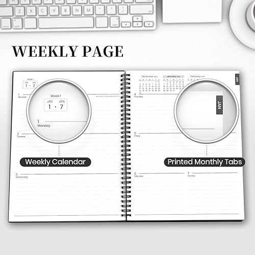 Miniatura 5 de Agenda semanal mensual 2024 en espiral, 12 meses, de enero a diciembre de 2024, planificador de oficina de 5.9 x 8.5 pulgadas, cubierta de