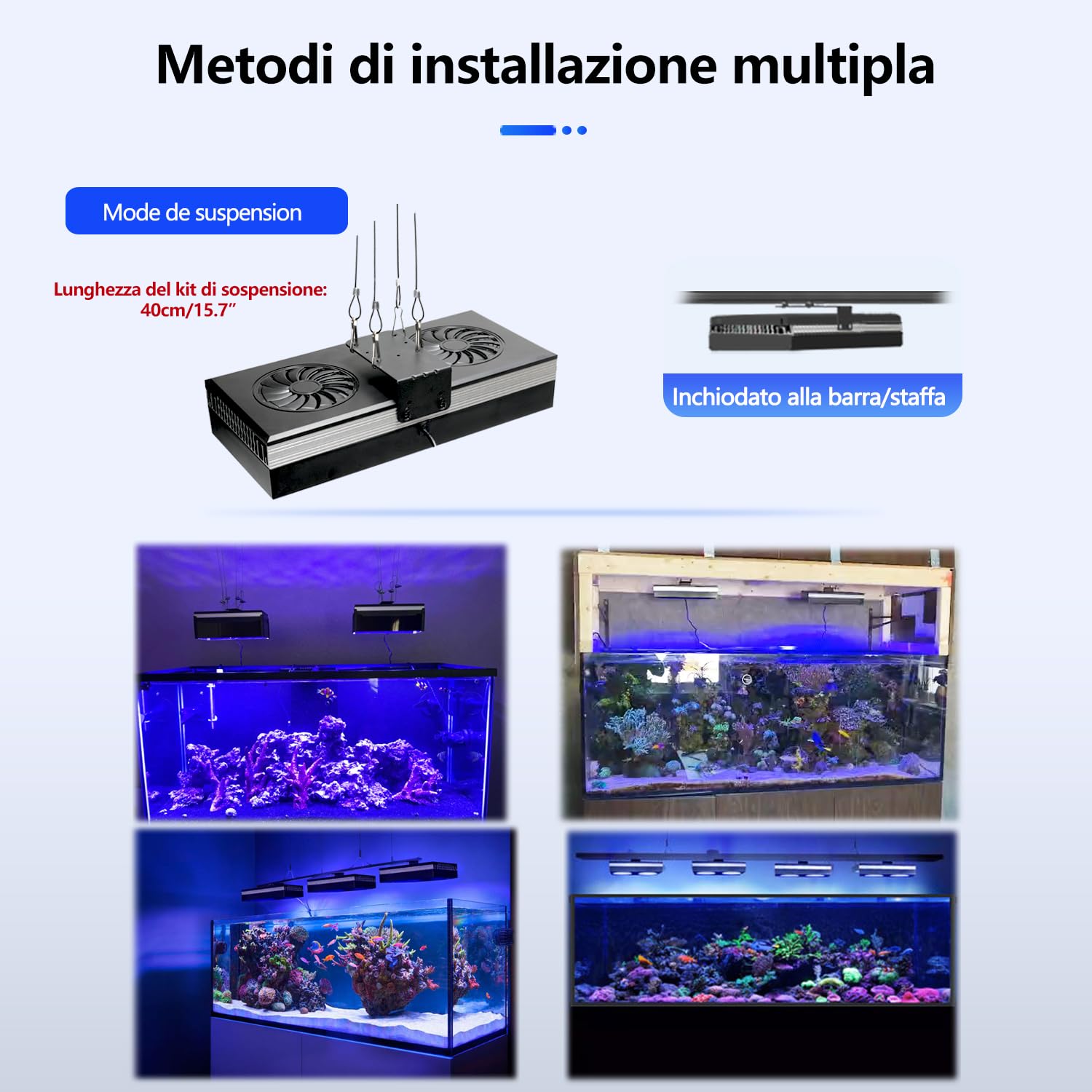 PopBloom 2 pezzi RL180 Lampada per acquari marini Reef, Illuminazione Lampade per acquari a spettro completo, per acquari reef tank da 120 cm e 150 cm
