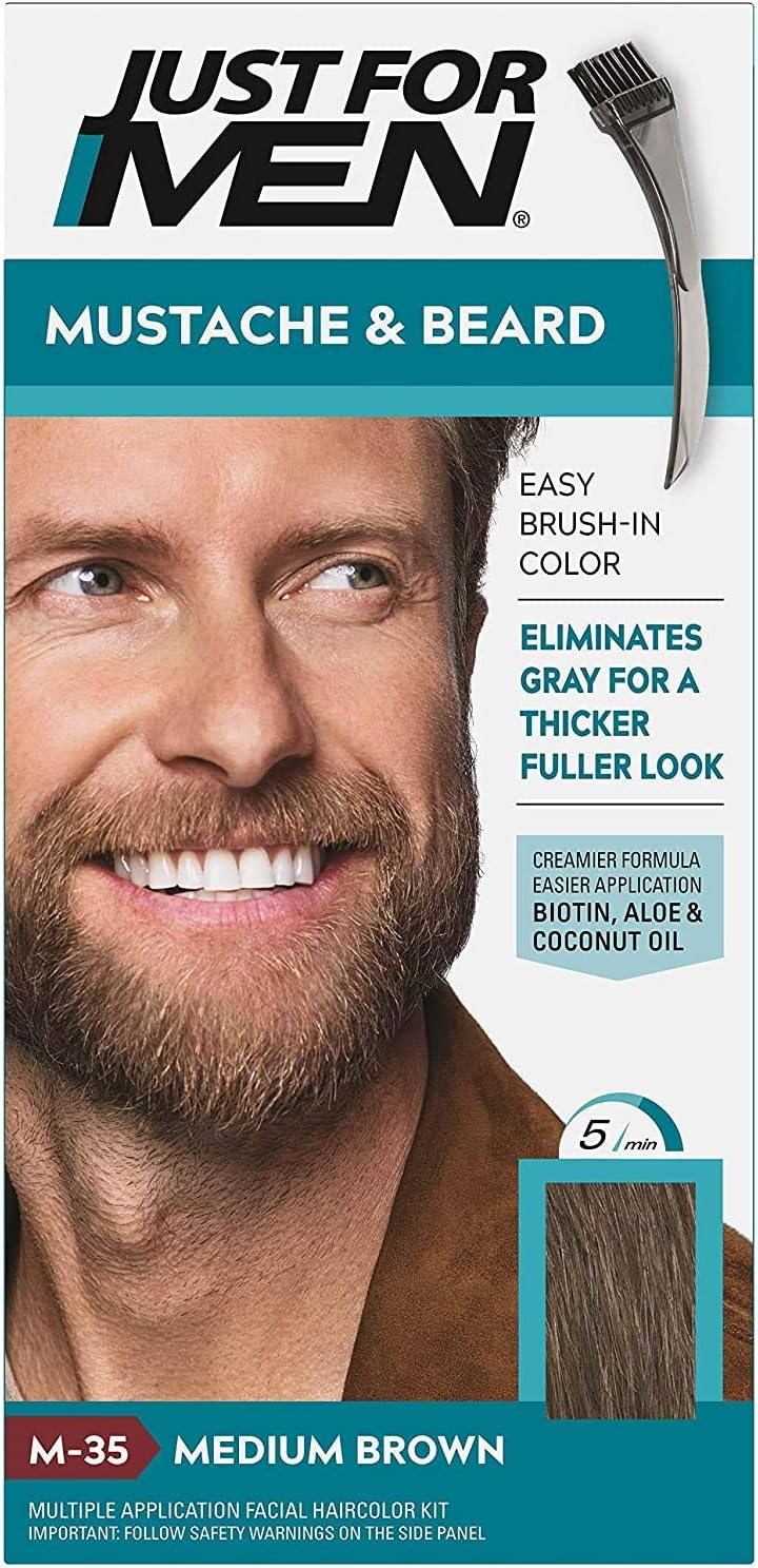 Just For Men Brush-In Color Mustache & Beard - Medium Brown - 2 pk