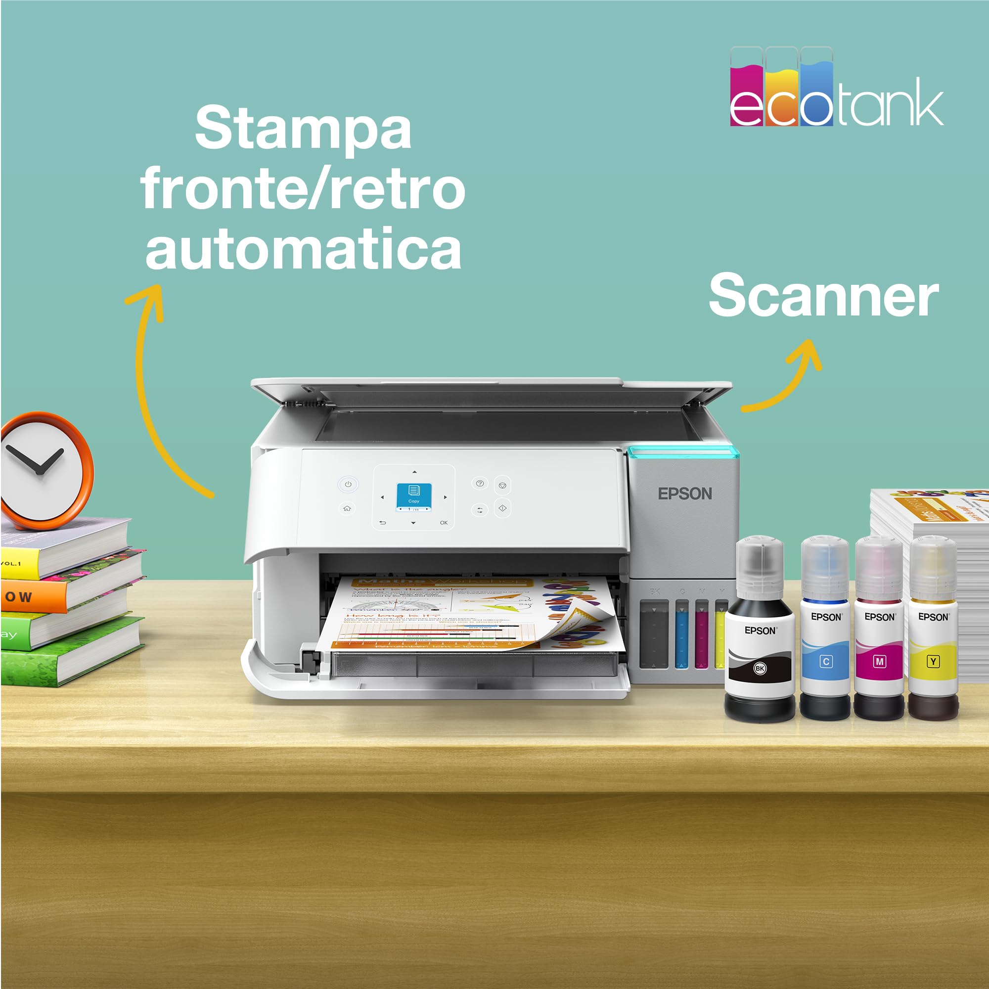 Epson EcoTank ET-2959 Stampante A4 Wi-Fi Stampa Copia Scansione Fronte/Retro LCD 3.7 cm 3 Anni Inchiostro
