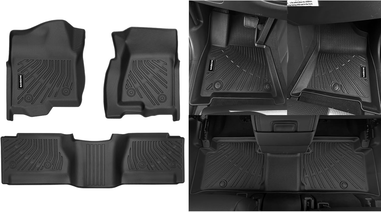 Naibeve Floor Mats for 2019-2025 Chevy Silverado 1500 / GMC Sierra 1500, 2020-2025 Silverado/Sierra 2500HD / 3500HD Crew Cab with 1st Bench Seat Without Rear Underseat Storage Box, Front Bench Seat