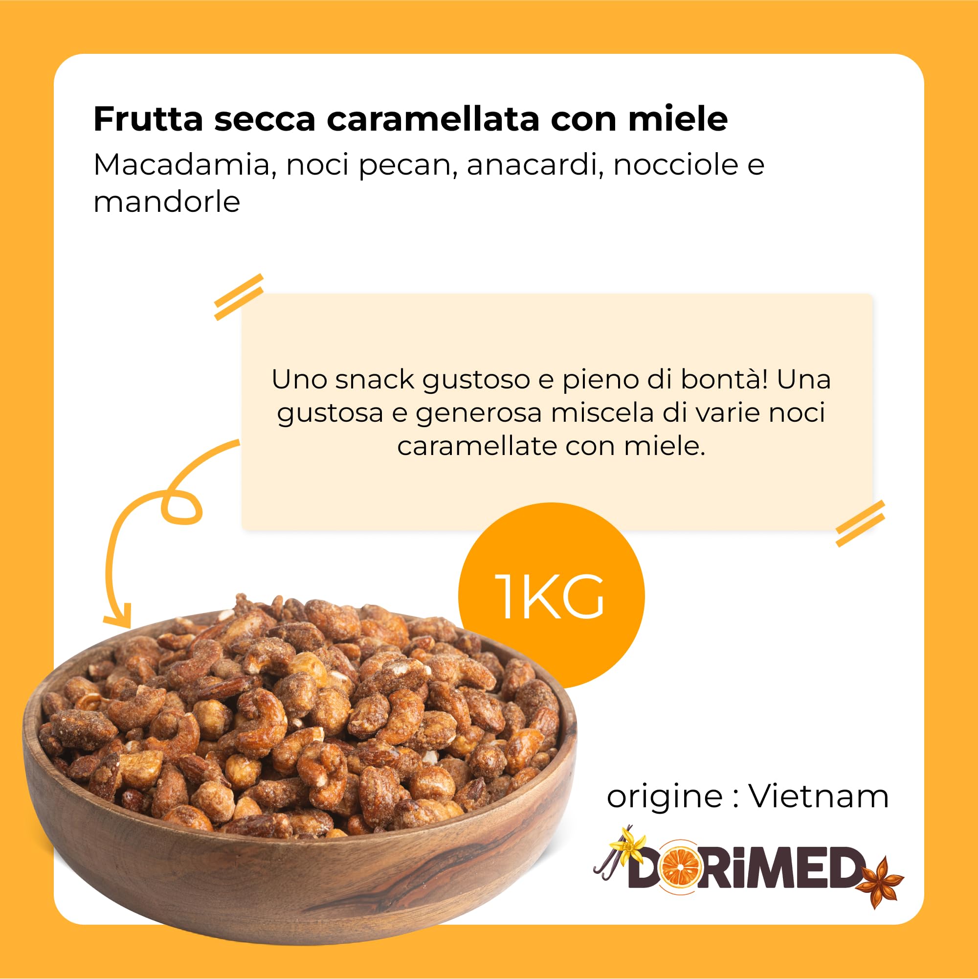 Croccante Di Noci Miste Caramellate Con Miele, Noci Di Macadamia, Noci Pecan, Nocciole, Anacardi E Mandorle. Snack Dolce Mix [1Kg] Perfetto Per Merenda, Stuzzichini Croccanti Dolci – Dorimed