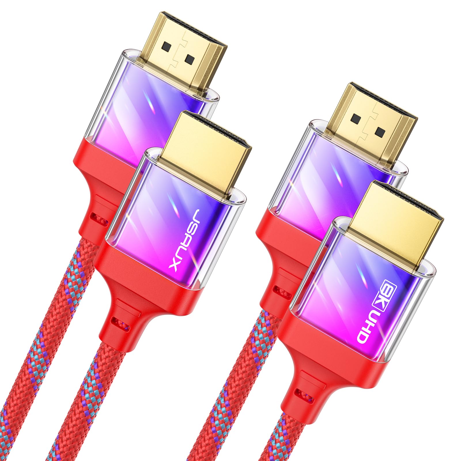 JSAUX 10K 8K HDMI to HDMI 2.1 Cable 2 Pack 1 Meters, 48Gbps Ultra High Speed Super Slim HDMI Cable Braided Cord, 8K@60Hz 4K@120Hz HDCP 2.2&2.3, eARC, ARC, CEC Compatible with TV/Laptop/PS5/Xbox & MoreGlobal Recycled StandardGlobal Recycled StandardGlobal Recycled Standard