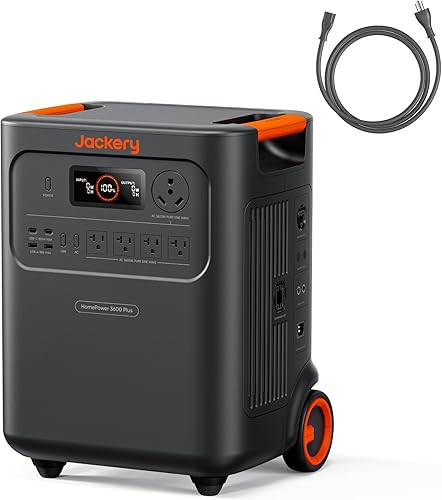 Jackery - Estación de energía portátil HomePower 3600 Plus, salida de CA de 3600 W, generador solar LFP de 3584 Wh, expandible hasta 43 kWh,