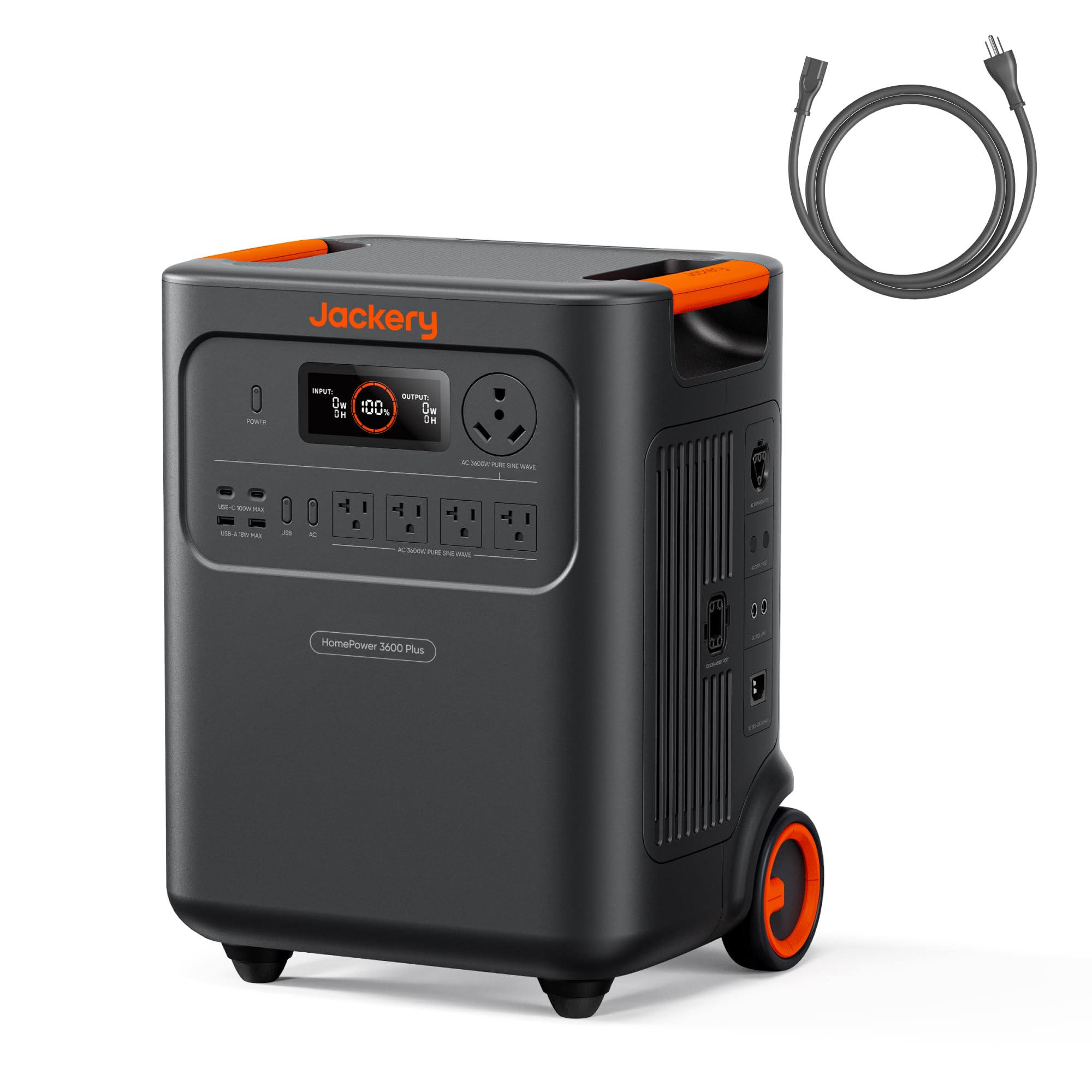 JackeryHomePower 3600 Plus Portable Power Station, 3600W AC Output, 3584Wh LFP Solar Generator, Expandable up to 43kWh, Essential Home Backup for Home Use, Emergencies, RV (Solar Panel Optional)ClimatePartner certified