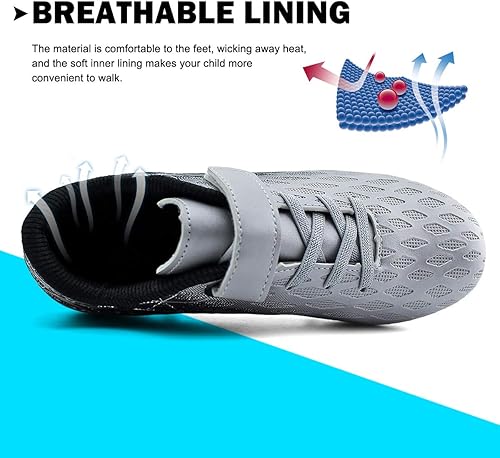 Miniatura 5 de Brooman - Tenis de fútbol, exteriores y atletismo para niñas o niños, con tacos, firmes sobre el suelo