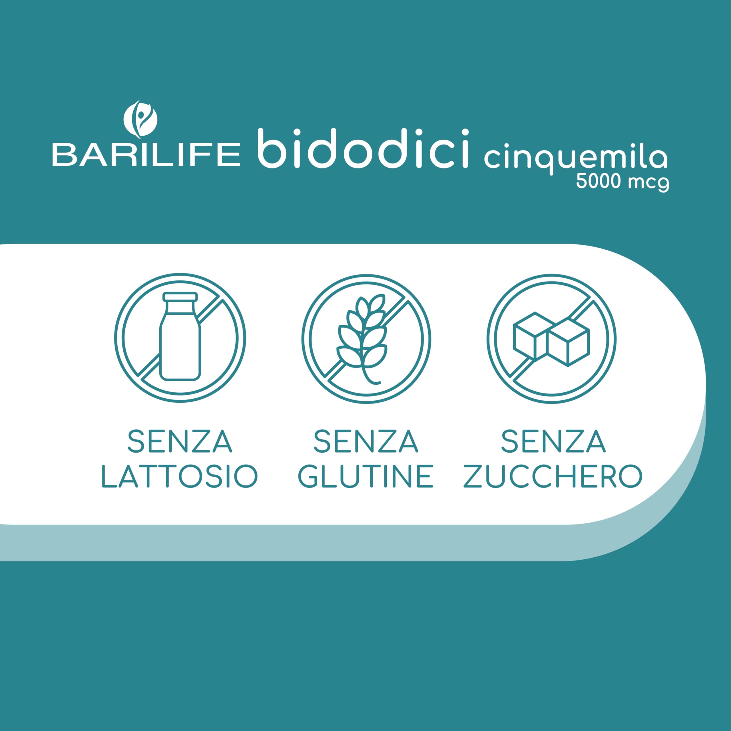 Barilife - Vitamina B12 Bidodici CINQUEMILA 5 cpr sublinguali - Per pazienti bariatrici - Supplemento B12 per energia - Alta dose per carenza grave - Contiene Cianocobalamina