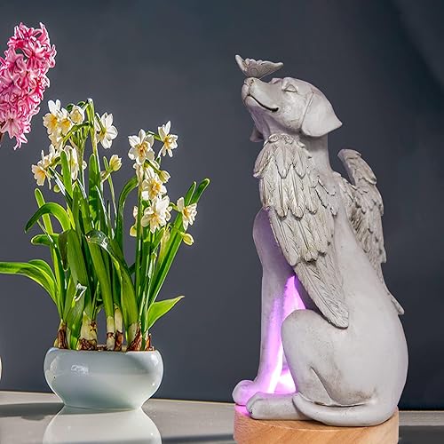 Dnoifne Estatua conmemorativa de perro ángel, piedras conmemorativas para mascotas para perros, regalos conmemorativos de perros ángeles, regalos de