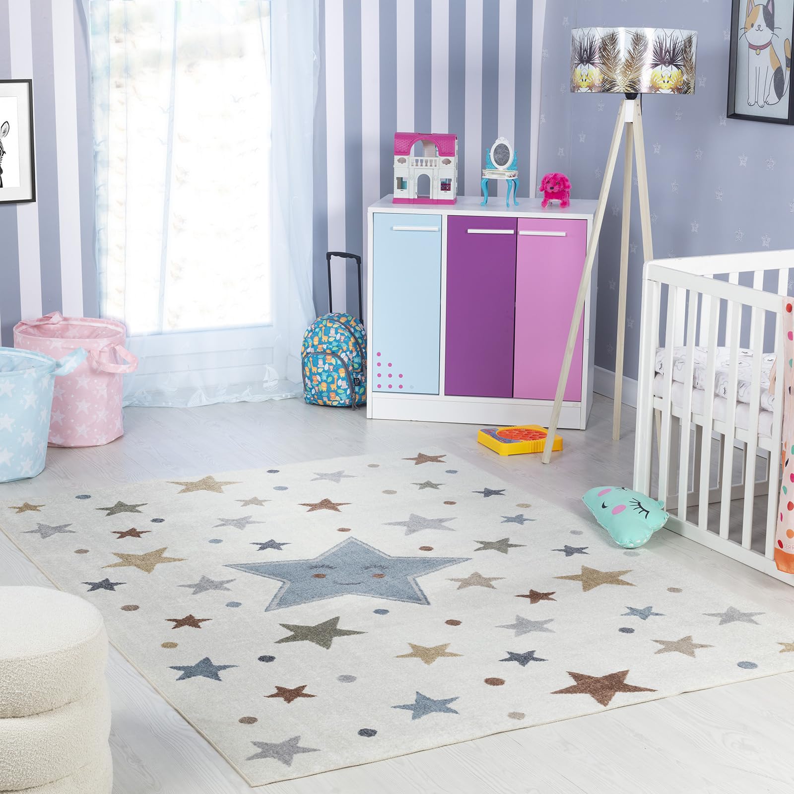 Livabliss Beige/Blue/Orange Lillian-Kids Green Washable Rug For Children's Rooms - 160 X 213 Cm