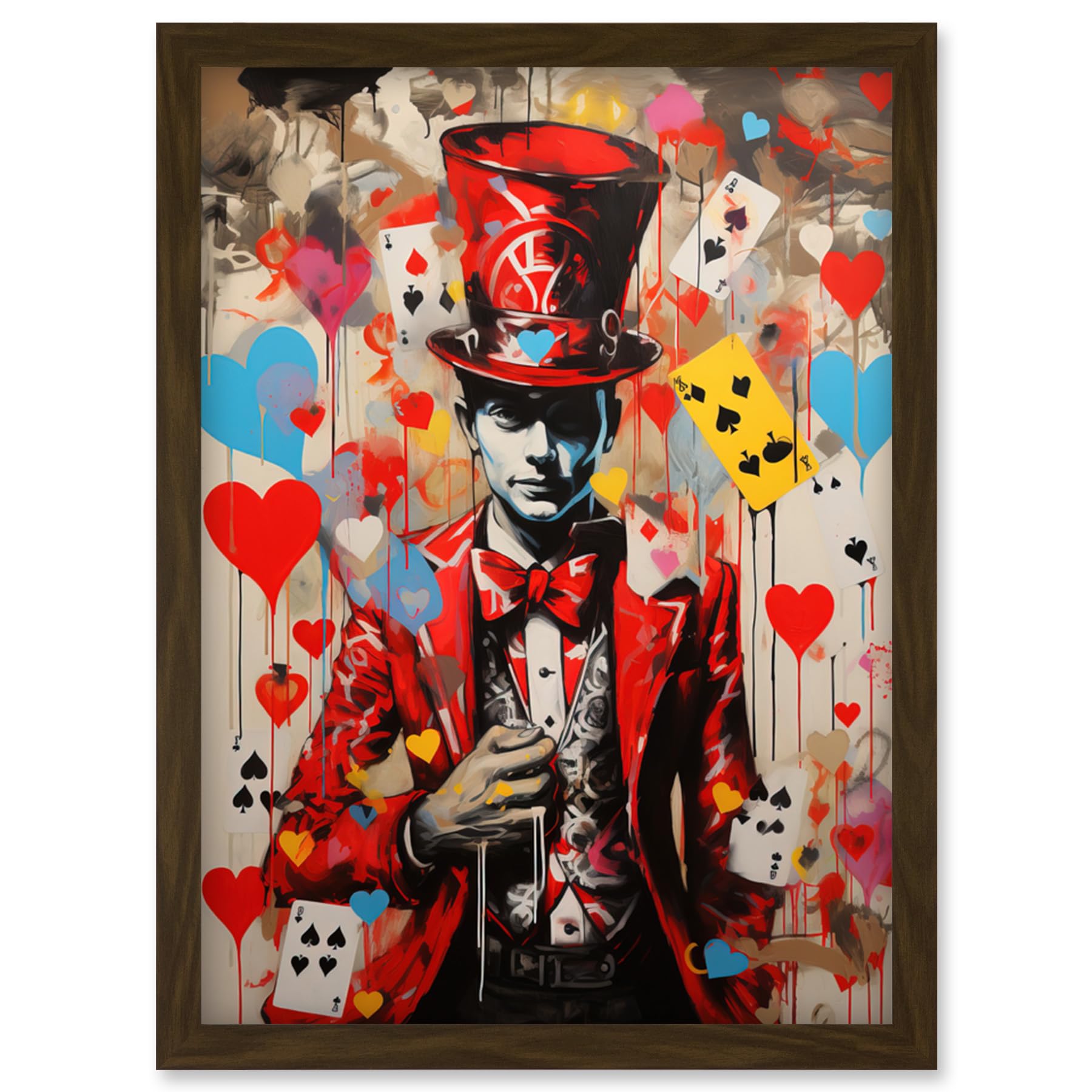The King of Hearts Modern Magician Artwork - Playing Cards Wall Art Print - Framed A4