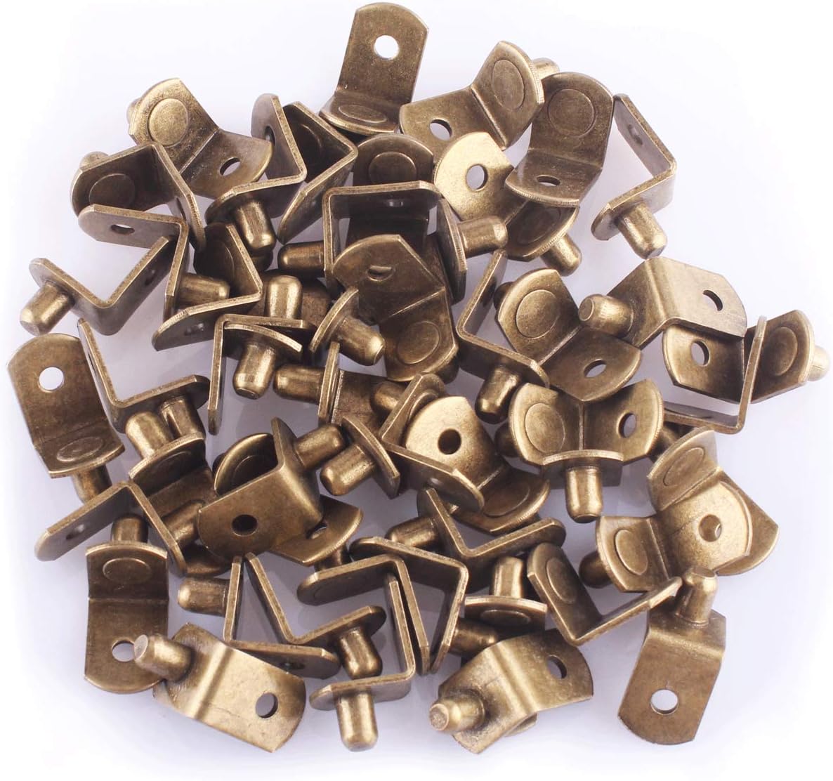 Bracket Style Cabinet Shelf Support Pegs dhelf Support with Hole for Closets Kitchens Furniture - Nickel Plated Bracket Style - 50 Pieces