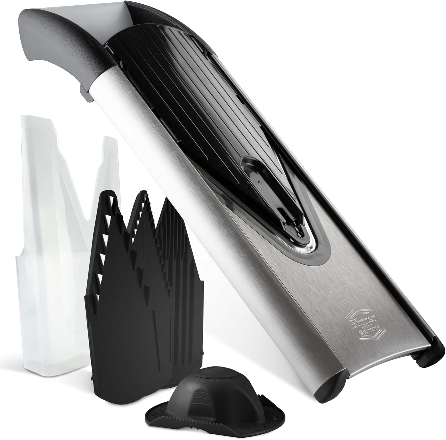 Börner by Reston Lloyd Mandoline Slicer V6 (Professional Set) • Stainless Steel Slicer with V-Blade • Adjustable Kitchen Slicer for Vegetables & Fruits • Various Thicknesses & Grater