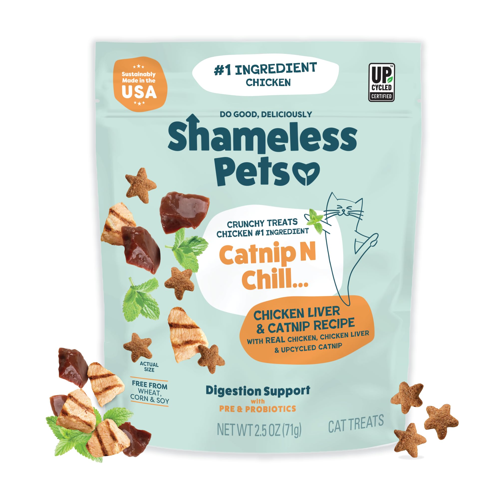 Shameless Pets Catnip N Chill Chicken Liver Crunchy Cat Treats, 1-Pk