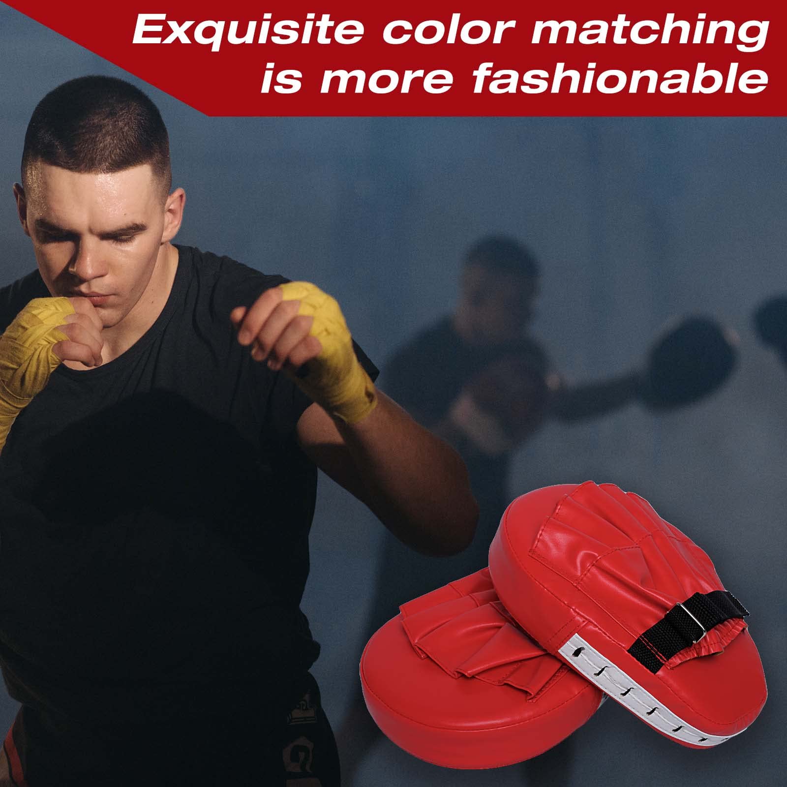 Box Handschuhe aus echtem Leder, Boxen Schlaghandschuhe Boxpolster,Strike Kick Shield Gebogene Fokus-Pads, Fokushandschuhe, PU-Leder, Box-Pads