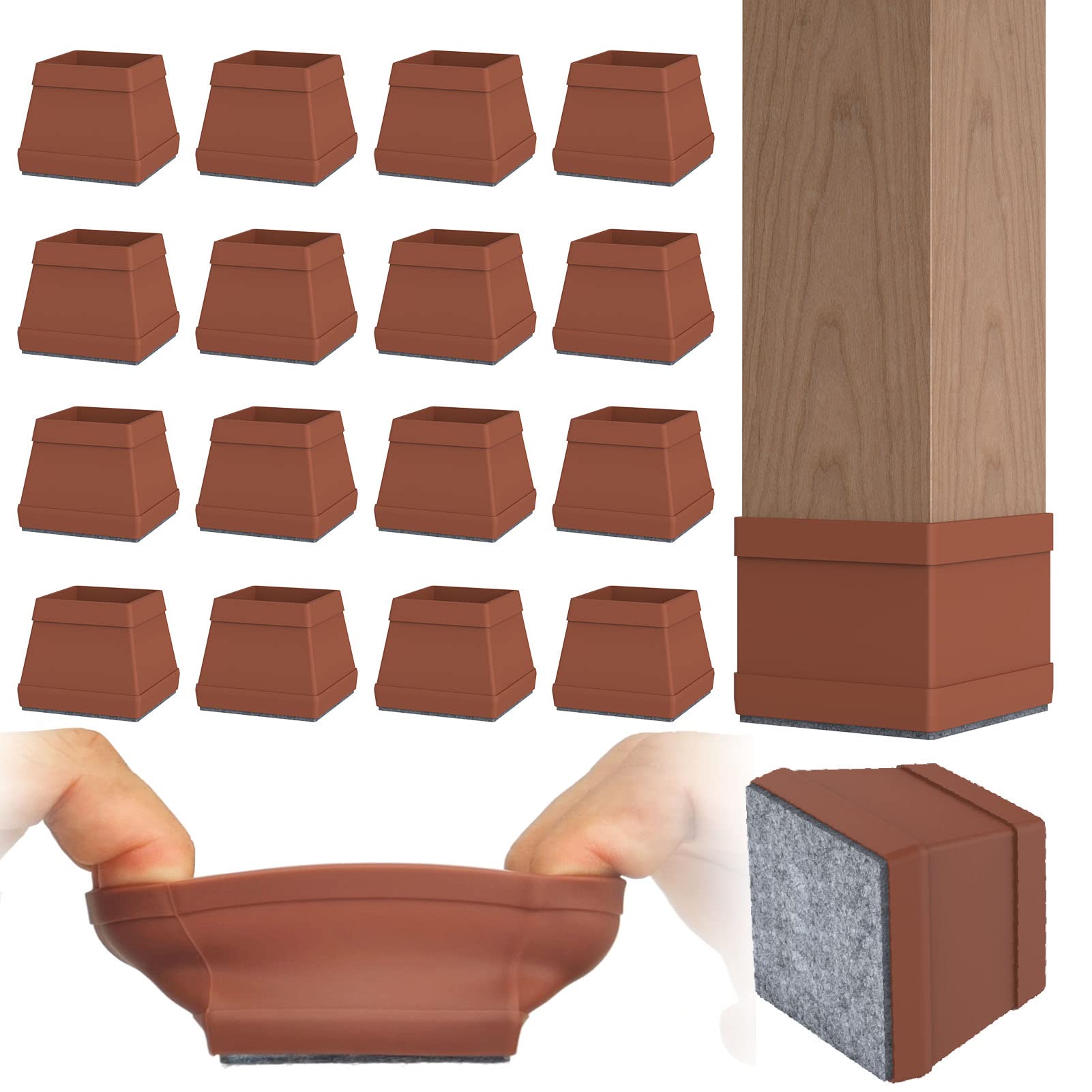 Silverstar24 Pcs Square Silicone Chair Leg Floor Protectors. ( 1inch )