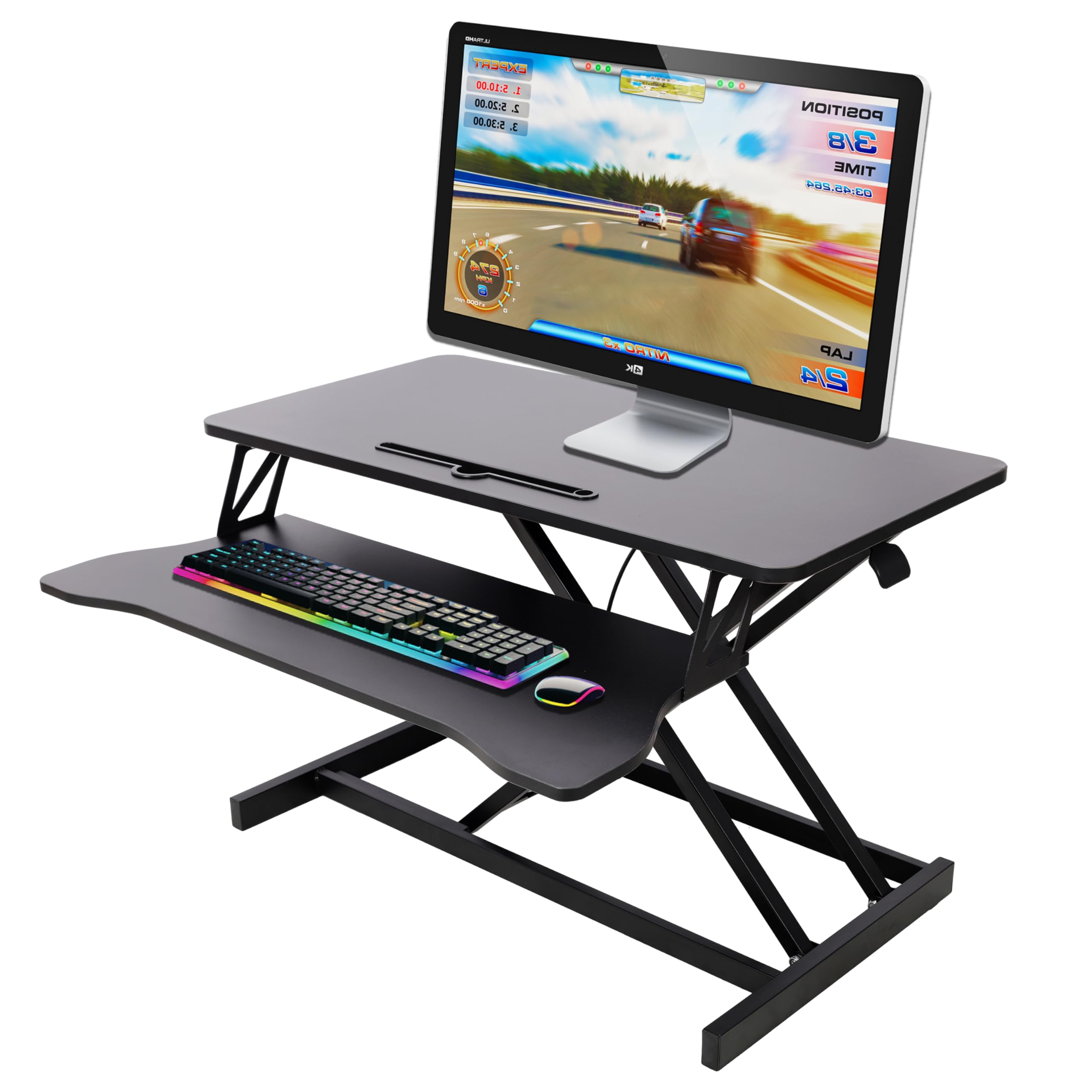 Standing Desk Converter with Keyboard Tray - 31 5 Inch Adjustable Desk Riser for Monitor Ergonomic Stand Up — view 3