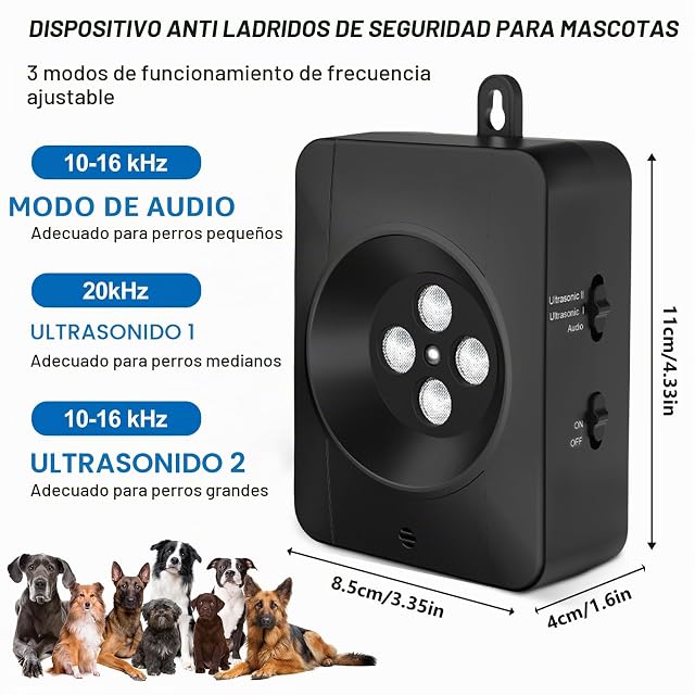 Foto 2 de 7 de Dispositivo antiladridos para perros, 4 transmisores, recargable, antiladridos para perros pequeños
