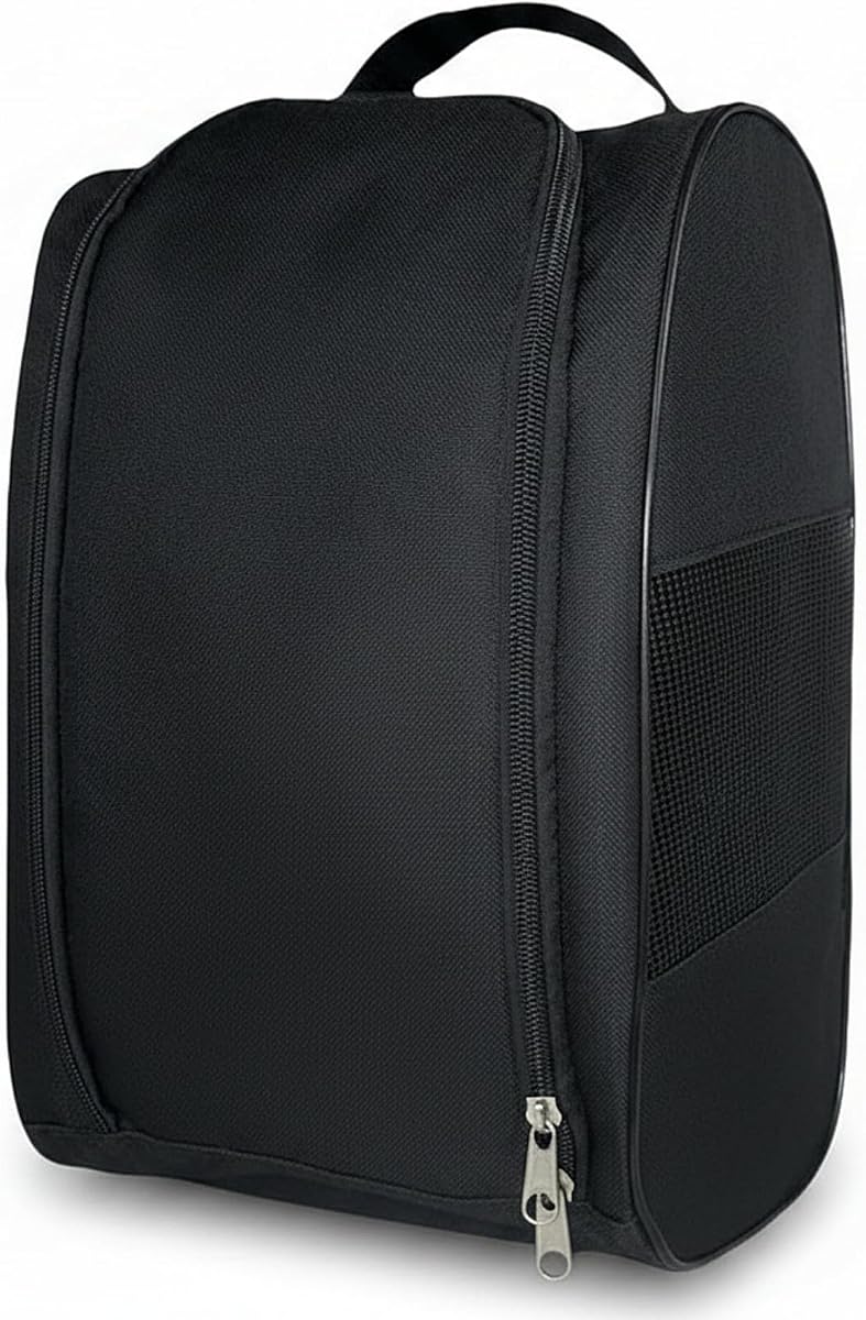 Golf Shoe Bag for Travel, Outdoor Zippered Sports Shoe Carrier Tote with Ventilation, Protective Shoe Storage Pouch for Men Women (1Pcs-Black)