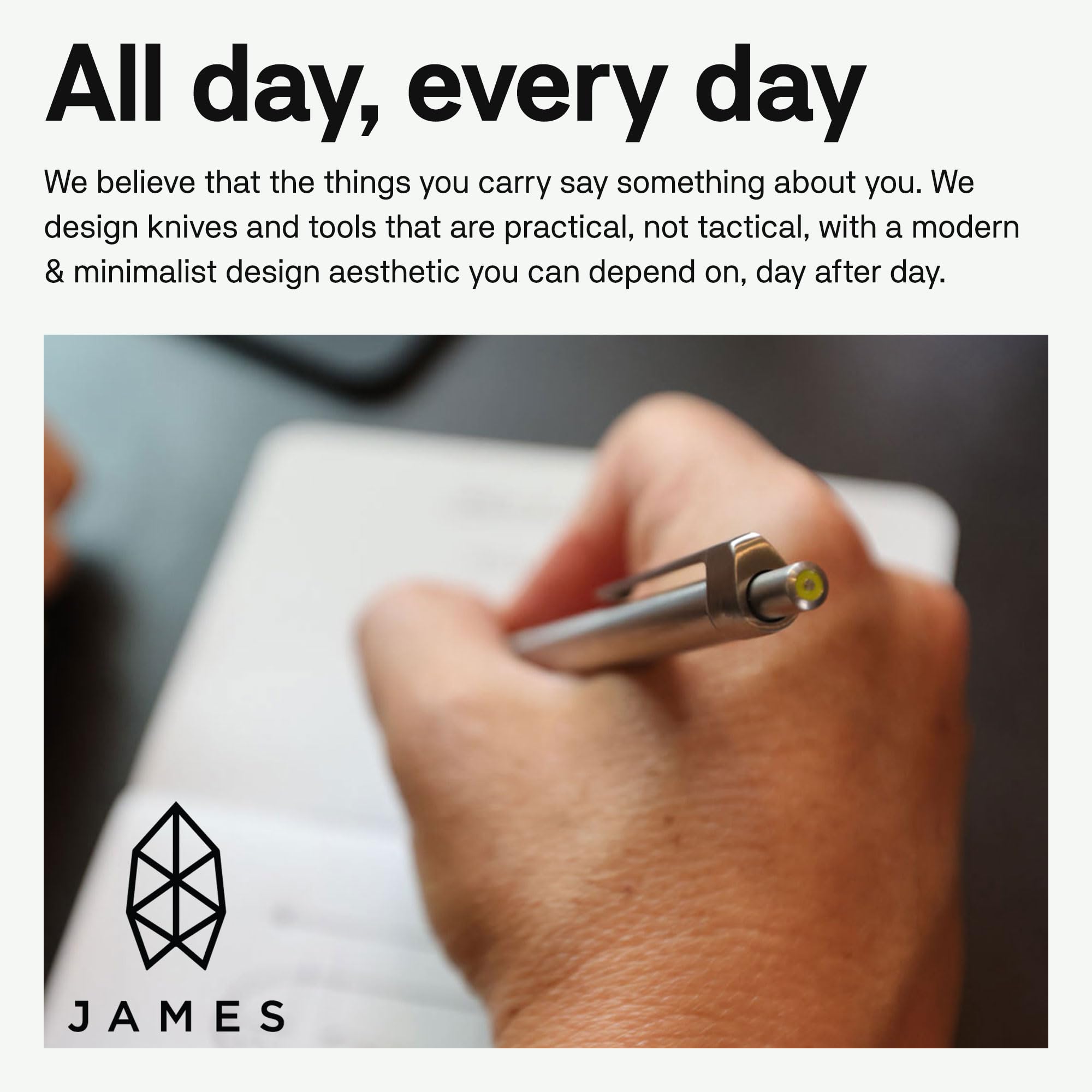 JAMES Burwell EDC Click Pen Slim Machined Stainless Steel Barrel Designed for Daily Carry Silver — view 8