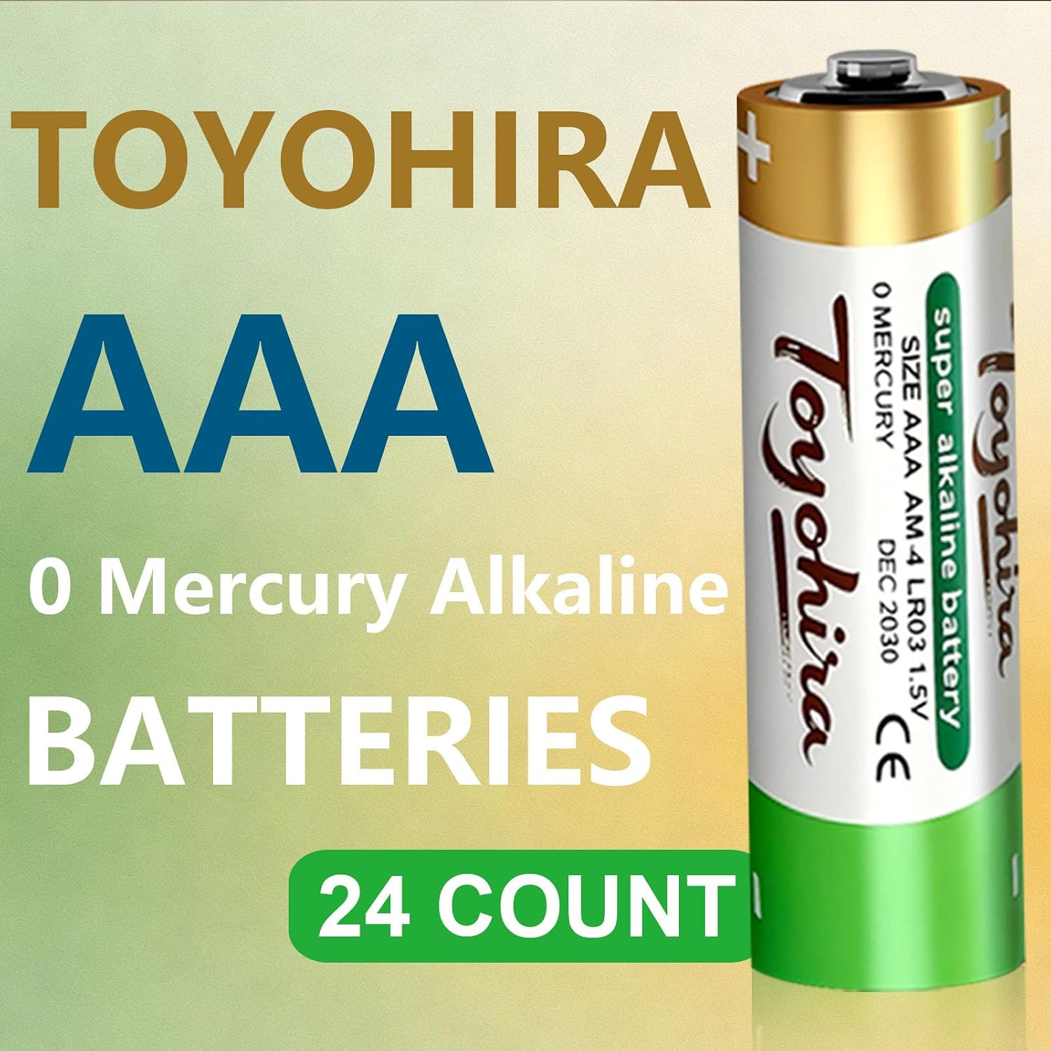 Toyohira high Capacity AAA LR03 Batteries 24 Pack, Alkaline Triple A Battery 1.5V, 5-Year Shelf Life, Leak Protection, for High-Drain Devices, Remote Controls, Clocks Controllers
